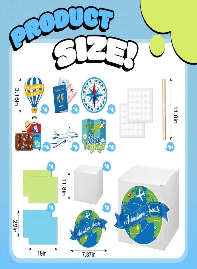 Weekgrat 8 Sets Travel Themed Party Centerpieces Let the Adventure Begin Table Toppers Decor Bon Voyage Sticks Card Paper for Retirement Farewell Party World Awaits Birthday Baby Shower Decor Supply - Image 3